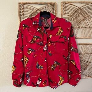 Vintage Roper Shirt Cowboy Boot Western Padded Shoulder Rodeo *see msrmts B37‎